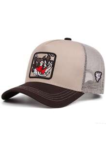 1 pieza Gorra de béisbol con bordado de dibujos animados a la moda, gorra snapback de malla unisex para deportes al aire libre, eventos y uso casual