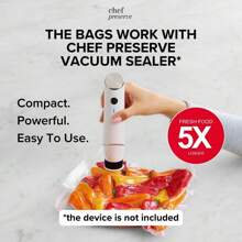Chef Preserve Reusable Vacuum Sealer Bags – 30-Storage Bags, Freezer, Microwave – Odor-Resistant, Leak-Proof – Compatible With Chef Preserve Vacuum Sealers - 30袋 - 查看 5
