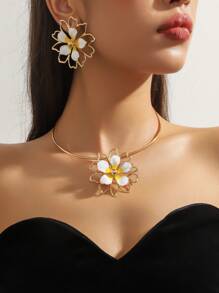 3 件套复古风格金花绳项链，百搭优雅的珍珠花耳环和项链首饰套装，适合女性日常佩戴和派对 - 套裝 - 查看 12