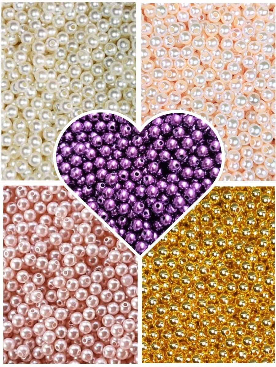 Kit 500 Pearl Beads 6mm Loop 5 Colors Seed Bead Jewelry Crafts