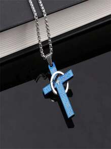 1pc Cross Pendant Necklace, Versatile Hip-Hop Necklace For Men,