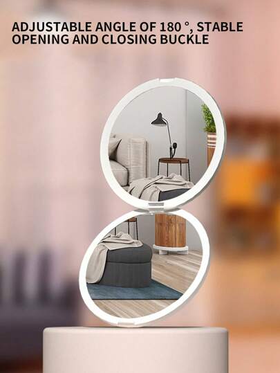 1pc Portable Double-Sided Makeup Mirror, 3X Magnification One Side Flat Mirror, Foldable Hand Held Cosmetic Mirror Gifts Birthday Graduation