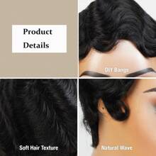 Curly Wave Finger Wave Wig Virgin Peruvian Remy Human Hair Short Pixie Cut Wigs For Women Curly Glueless Wig Full Machine Made Really Cute Finger Waves Hairstyles Short Ocean Wave Pixie Cut Wig
