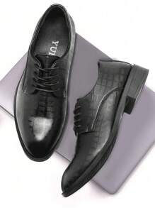 Men's Formal Leather Shoes, Four Season Leather Shoes, Business Shoes, English Formal Wear, Retro Leather Uppers, Men's Shoes, Soft Soled, Height Increasing Shoes, Youth Fashion, Casual Shoes - Black - View 1