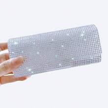 1pc Shiny Diamond-Shaped Multi-Function Storage Box, Suitable For Car Storage, Eyeglasses, Jewelry, Earphones, Cables