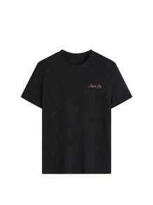 女童宽松T恤一件装 - 可机洗，芙蓉花印花T恤，适合儿童旅行度假、夏季穿着，女童服装