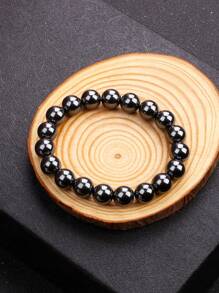 1pc Black Energy Hematite Beads Bracelet Men 6/8/10/12mm Fashion Nature Reiki Healing No-Magnetic Bracelets For Women Balance Health Jewelry 6-12mm Hematite Bracelet Men Nature Energy Stone Beads Bracelets For Women Energy Healing Jewelry - Black - View 17