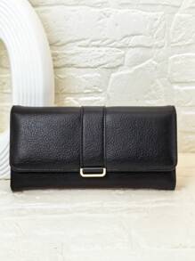 New Women's Soft PU Long Wallet, Fashion Casual Large Capacity Multi-Function Handbag Coin Purse Card Holder Document Organizer, Convenient For Carrying, Suitable As Holiday Gift - Black - View 6