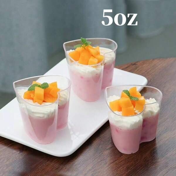 10/20/25/40/50 Pack 5 Oz Heart Shaped Dessert Cups Clear Mousse Cups, Cake Moulds Dessert Pudding Jelly Appetizer Cups Heart Shaped Parfait Cups, Reusable For Mother's Day, Valentine's Day, Wedding Celebrations, Birthdays, Picnics, Tea Parties And More!