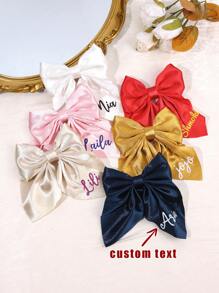 1 pièce nœud papillon personnalisé avec nom, nœuds papillons pour les cheveux des filles. Barrettes à pince alligator avec nœud papillon de couleur unie. Barrettes élégantes en ruban de satin unicolore. Accessoires pour cheveux pour filles, cadeaux de mariage et d'anniversaire, accessoires de cheveux pour mariée et tout-petits