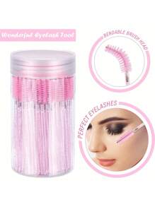 100 piezas Cepillos de pestañas, varitas de rímel con recipiente, espátulas desechables flexibles para cejas, cepillo de pestañas para extensiones de pestañas, espátula para cejas, cepillos de aceite de ricino (rosa cristal)