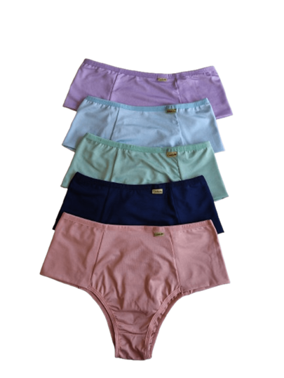 KIT 5 CALCINHAS LATERAL DUPLA CALÇOLA SENHORA PLUS SIZE CONFORTO