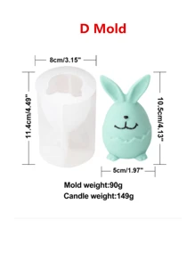 Molde de silicona en forma de huevo redondo y conejo 3D para velas, kit de decoración DIY creativo para hacer velas, jabón y decoraciones de Pascua con aroma