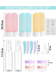 19 件旅行瓶套装，便携式可再填充旅行洗漱用品配件，经 TSA 认证，防漏旅行装洗发水护发素乳液容器套装