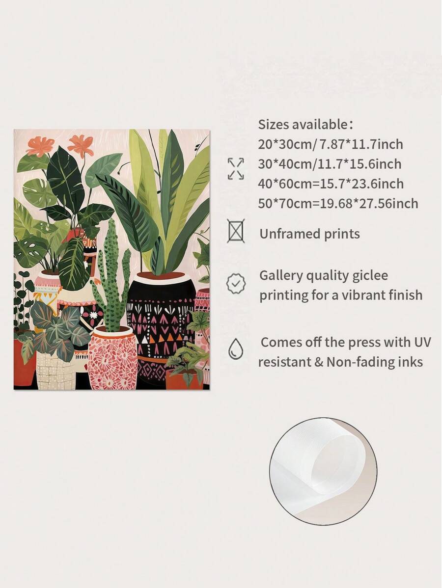 Joivida 1pc Boho House Plant Canvas Art - Modern Art Deco Landscape