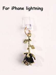 1 pezzo Tappo antipolvere con fiore di rosa 3D multicolore, accessorio pendente in metallo lega di stile retrò romantico di alta moda Y2K, ornamento trasparente in silicone per telefono, auricolare, tablet, Kindle, regalo ideale per San Valentino, per coppie e migliori amici, impermeabile e anti-polvere per porta di ricarica, compatibile con Lightning/Type-C, protegge saldamente la porta di ricarica