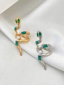 1 件精美蛇形十二生肖珍珠夹式耳环，适合女士，简约设计，高端质感，适合 2025 年生肖