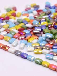 30pcs/Bag Pink Red Green Color Faceted Grid Rectangle Square Loose Beads Glass Beads Faceted Loose Spacer Beads For Jewelry Making DIY Jewelry Accessories Design