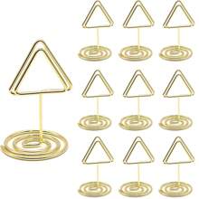 10pcs Triangle Place Card Holders, Mini Table Number Holders, Table Desk Place Name Card Holders,Photo Clips For Wedding Party Decor - Multicolor - View 13