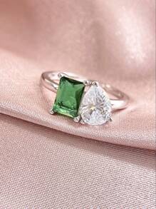 Stylever 1pc Zirconia Teardrop Square Assortment Ring Ladies Jewelry For Women 925 Sterling Silver Lightweight And Luxurious Ring Fine Jewelry For Girls Birthday Dating Prom Party Gifts - Style 1 - View 3