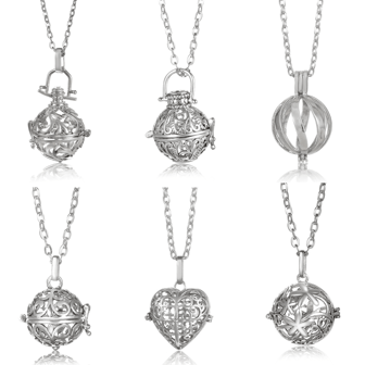 1个时尚镂空心形花朵造型3D吊坠，DIY项链/手链，可打开香薰精油扩散器配件