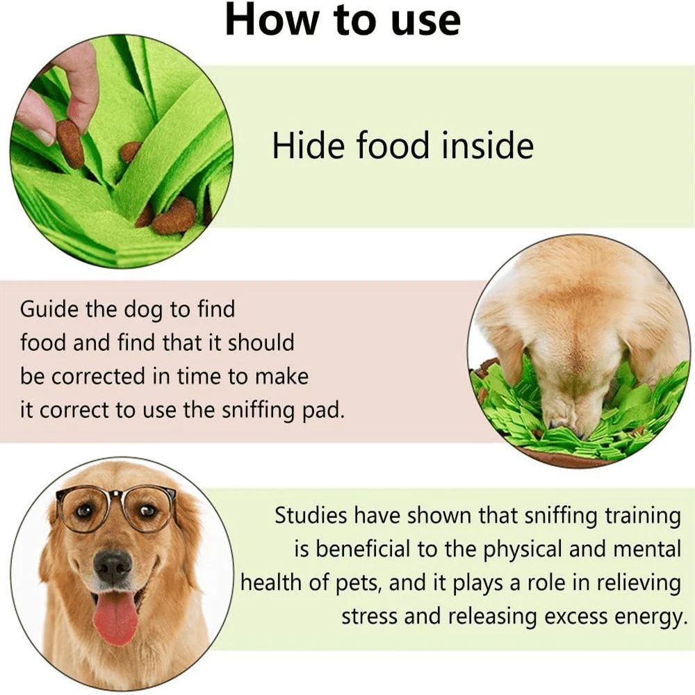 Tapis à Renifler SUPERWSLING Pour Chiens – Jouet Intelligent Anti-glisse 60x60 Cm – Stimule L'odorat, Ralentit La Prise De Nourriture