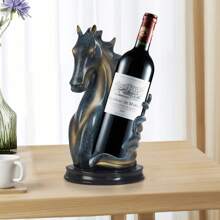 kangten Wine Bottle Holder, Horse Statue Wine Rack, Wine Storage Display Rack - Blue+Gold - View 1