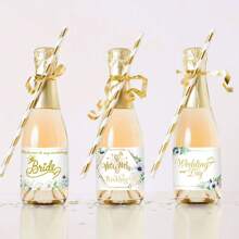 6 etiquetas para botellas de agua para boda, con mensaje de bienvenida y agradecimiento, decoración con flores y follaje para el día de la boda, pegatinas para botellas de agua para boda