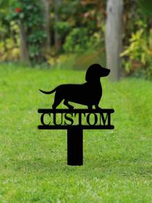 1pc Customizable Dachshund Yard Sign Stake - Decorative Signs & Plaques - Personalized Dog Name Plate, Metal Garden Decor, Unique Gift For Dog Lovers, Outdoor Decoration, Weather-Resistant, Easy Installation - Black - View 8