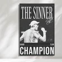 Framed Tennis Star Player Jannik Sinner Classic Poster Canvas Painting Wall Art Poster For Bedroom Living Room Decor Birthday Party Decor, Mother's Day New Year Easter Gift, Home Living Room Office Wall Decor, Perfect Gift And Wall Decoration - Framed - View 2