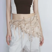 1 nouveau écharpe de hanches à paillettes et à franges pour danse du ventre, costume de danse du ventre, ceinture de pratique pour femme, écharpe de hanches triangulaire, cadeau parfait
