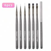 1/6Pcs Nylon Hair UV Gel Acrylic Nail Art Builder Brush Pen Drawing Pens For Nail Design Nail Supplies For Professionals