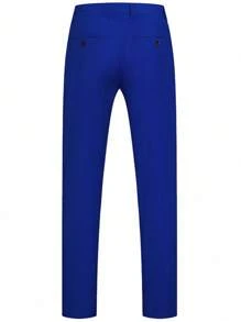 Conjunto de 3 piezas para hombre talla grande para boda, incluye chaqueta color vino, pantalones y chaleco, traje formal de lujo de corte slim para el novio, atuendo para fiesta de boda de otoño - azul real - Ver 6