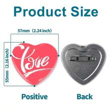 1/5/10/50/100枚定制心形胸针徽章别针，可个性化定制任何文字、照片或图像，适用于促销、工作、生日、圣诞礼物、时尚、可爱、简约、秋季风格、男女通用、个性化、独特，是送给他/她、男朋友、女朋友、家人的理想定制礼物，也适合搭配复古服装、服饰配饰、万圣节主题、送给男朋友、女朋友、家人、朋友、新年礼物等。 - 彩色 - 查看 5