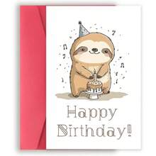 Heartwarming, Charming Sloth-Themed Birthday Card - Perfect For Family, Friends & Colleagues | Creative Greeting Card With Unique Design