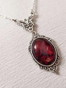 1 件哥特式复古红色石英水晶项链蝴蝶项链吸血鬼浮雕珠宝配饰复古窒息戒指