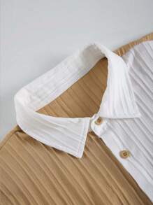 Men's Spring/Summer New Color Block Wave Striped Shorts Set - Apricot - View 8