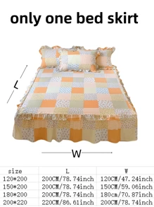 1 件 Ditsy 花卉和心形印花双面床裙，适合所有季节，可机洗