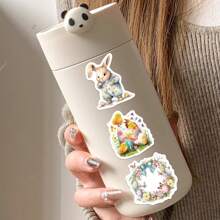 50pcs Cartoon Easter Party Rabbit Series Graffiti Stickers,Decor For Tablet,Guitar,Notebook,Luggage,Water Bottle,Mug,Books,Waterproof,Suitable For Teenagers & Kids As Reward Gifts,DIY Decor
