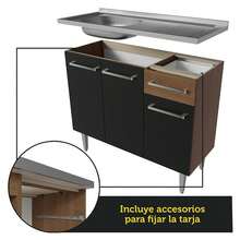 Cocina Integral Completa Modular Madesa Emilly 293cm Con Tarja Color Marrón/Negro 09 - Negro - Ver 7