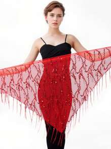 1 nouveau écharpe de hanches à paillettes et à franges pour danse du ventre, costume de danse du ventre, ceinture de pratique pour femme, écharpe de hanches triangulaire, cadeau parfait