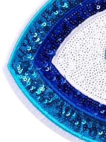 1片蓝色邪眼刺绣涤纶布贴片，可用于DIY服装、配饰、鞋子和帽子装饰，适合夏季和学校场合。 - 彩色 - 查看 6