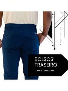 Men's Old Money Slim Fit Twill Sport Knife Pocket Pants With Premium Elastane Elegant Tailored Social Casual Trousers - 藍色 - 查看 4