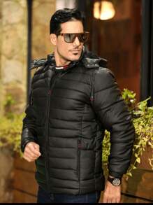 MEN'S JACKET COAT IN RESIN LEATHER, SUPER STYLISH, COMFORTABLE, PLUSH, PREMIUM PIECE - 黑色 - 查看 1