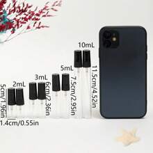 5/56 Stücke nachfüllbare transparente Glasparfümflaschen, mit feinem Zerstäuber in Schwarz, 0.07oz/0.1oz/0.17oz/0.34oz, Kunststoff Zerstäuber, Mini Reise-Utensilien, feuchtigkeitsspendend