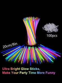 10/100pcs Glow Stick Party Favors: 100 Pcs Glow Sticks, Party Accessories Including Glow Necklaces, Glow Bracelets, Glow Glasses And Triple/Butterfly Connectors - Multicolor - View 13