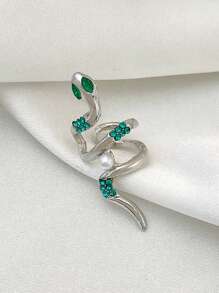 1 件精美蛇形十二生肖珍珠夹式耳环，适合女士，简约设计，高端质感，适合 2025 年生肖