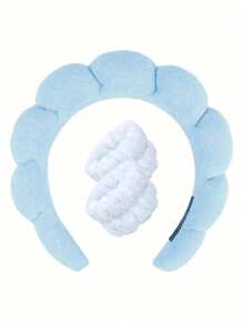 3 件纯色沐浴头带和沐浴腕带套装