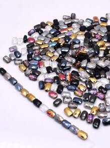 30pcs/Bag Pink Red Green Color Faceted Grid Rectangle Square Loose Beads Glass Beads Faceted Loose Spacer Beads For Jewelry Making DIY Jewelry Accessories Design