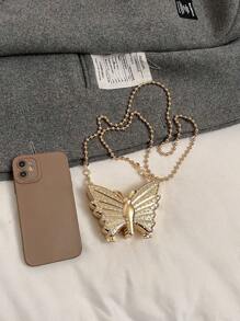 2025 新款时尚蝴蝶设计金属小盒形女士斜挎包，时尚欧美别致晚装手拿包 - 金色 - 查看 5